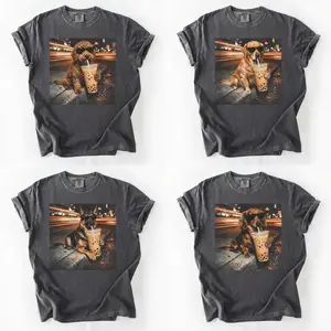 Comfort Colors Funny Dog Shirt, 50+ Dog Drinking Iced Coffee Tee, 50+ Dog Breeds Available, Dachshund Wiener Dog Shirt, Cute Dog Lover Gift - EVA RAMOS