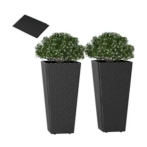 COSTWAY - Set of 2 30 Inch Tall Flower Pot with Open-ended Base