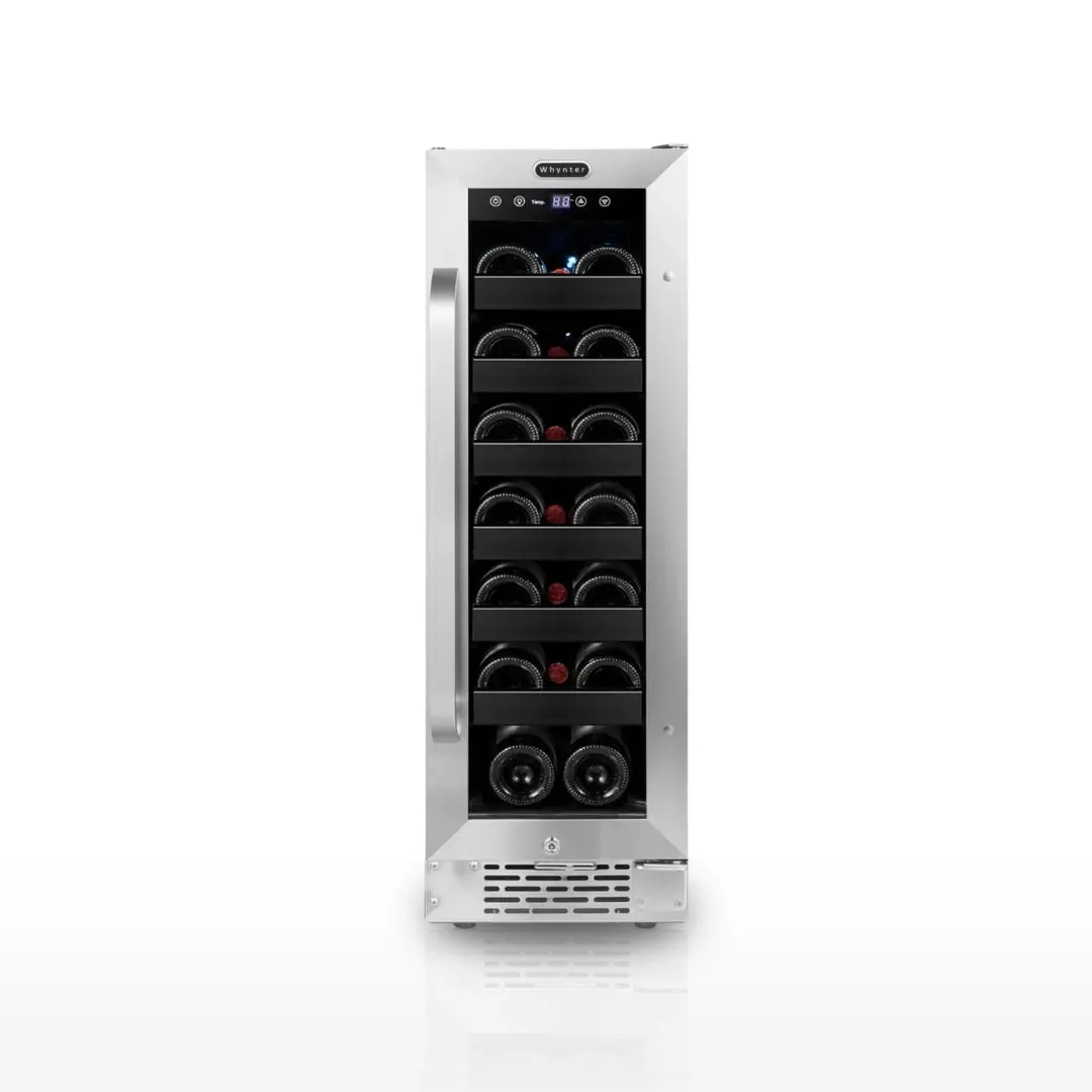 Whynter 20-Bottle Undercounter Compressor Refrigerator - BWR-208SB, Digital Display, Single Zone, Stainless Trim, Fits 20 Standard 750ml Bottles