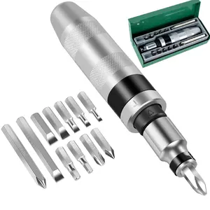 13PCS Heavy Duty Manual Impact Screwdriver Set - 1/2" Drive Reversible Impact Tool with Premium S2 Steel Bits, Professional Grade Rusted Bolt & Screw Extractor