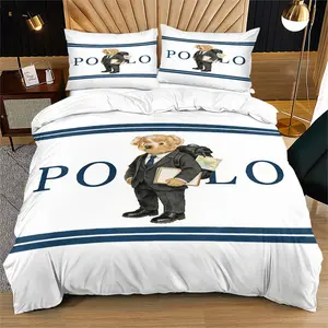 Bear pattern decorative duvet cover set, including 1 duvet cover and 1 or 2 pillowcases, without a core or pillow, suitable for bedroom or dormitory bedding set, suitable for children or adults to decorate gifts, Bed Sets Supplies