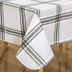 Green, Black & White Checkered Tablecloth 52x70 Inch, Modern Waterproof Design for Any Occasion