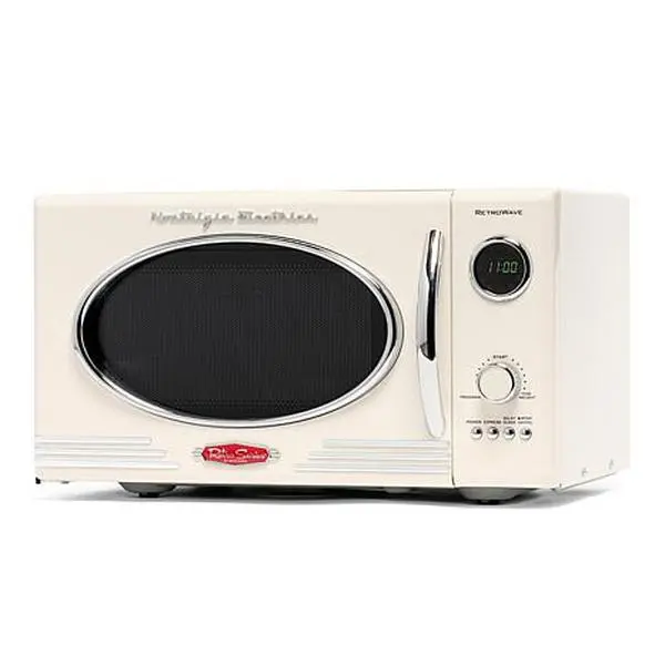Nostalgia Retro 0.9 Cu. Ft. 800-Watt Countertop Microwave Oven - Ivory Nostalgia Retro 0.9 Cu. Ft. 800-Watt Countertop Microwave Oven - Ivory