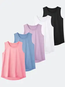 5 Packs Workout Tank Tops For Women Sleeveless Athletic Yoga Gym Tank Tops Quick Dry Loose Fit Sports Shirts