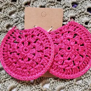 Crochet Flower Hoop Earrings