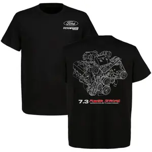 Men's 7.3L Ford Powerstroke Turbo Diesel 2-Sided T-Shirt, Car Parts Enthusiast Apparel, Full Size, Full Color