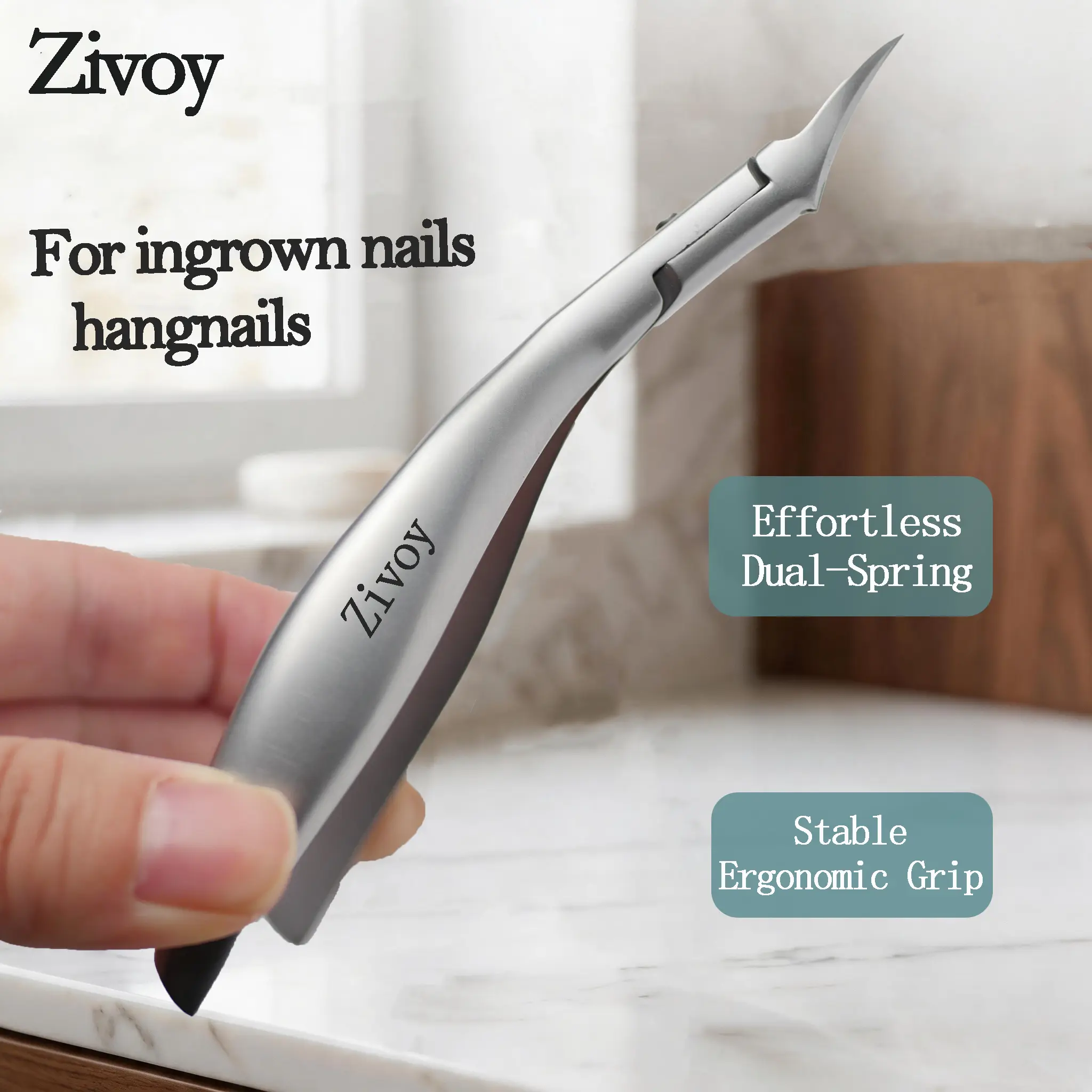 Swan-inspired biomimicry ingrown toenail clipper with eagle beak design. Professional tool for thick & hard nails. Ultra-long non-slip handle, unisex, sharp blades, heavy-duty metal for durability.
