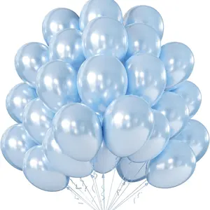 100pcs Pearl Blue Latex Helium Balloons, 12/10/5 Inch Shiny Party Decorations, Perfect for Kids Birthday, Baby Shower, Wedding, Graduation