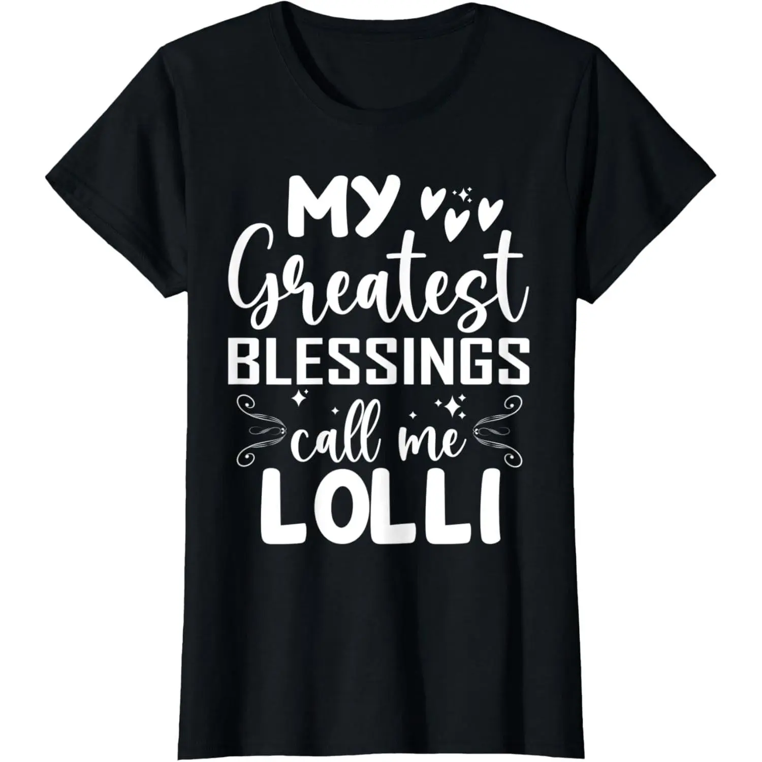 Women's Vintage "My Greatest Blessings Call Me Lolli" Graphic T-Shirt - 100% Cotton, Short-Sleeve, Round-Neck Everyday Top