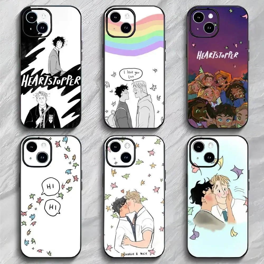 H-Heartstopper Phone Case Black Matte Thin Protective Cover For iPhone 11-17 Pro Max/Plus & Samsung Galaxy S23-S25