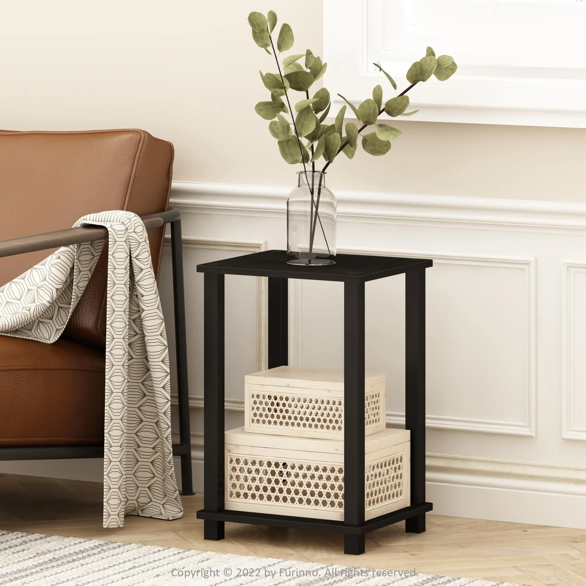 2-Tier Minimalist Corner End Table - Contemporary Modern Living Room Decor Furniture, Open Shelves, Space-Saving, Entryway Accent Table, 13.4(w)x19.6(h)x11.5(d)in, 10lbs Each, Easy Setup, Contemporary Table, Modern End Table