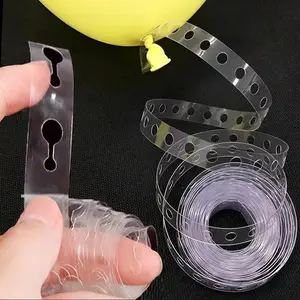 2-Pack Balloon Chain Strips — 196.85-Inch Balloon Decorating Tape Rolls with Double Holes; Balloon Arch & Garland Making Kit. Ideal for Birthdays, Weddings, Parties, and DIY Decorations; Made of Durable Plastic Material.