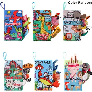 Baby Tail Cloth Book, 1 Count High Contrast Colorful Soft Touch Feel Cloth Crinkle Book, Early Learning Education Toys for 0-6 Months Boys Girls