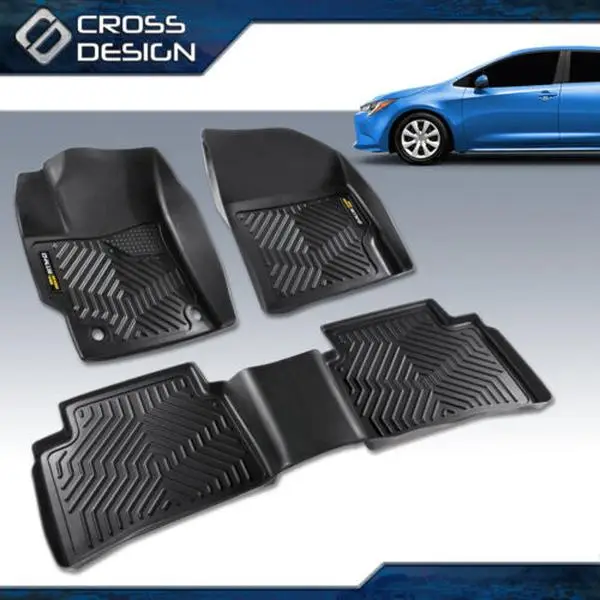 CROSSDESIGN 3PCS Floor Mats for 09-24 Toyota Corolla,3D Material Cargo Liners All-Weather Car Mats Anti-Slip Trunk Mat Accessories Custom Upgrade vers