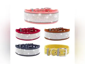 Reflective Dog Collar Shiny Rhinestone Pet Collar Medium sized Dog Chain Soft and Comfortable Walking Rope
