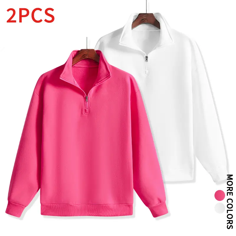 Everyday Essential Unisex Half Zip Collar Sweatshirt Two Pack Solid Tone Long Sleeve Pullover Street Commute Home Leisure Sweatshirts