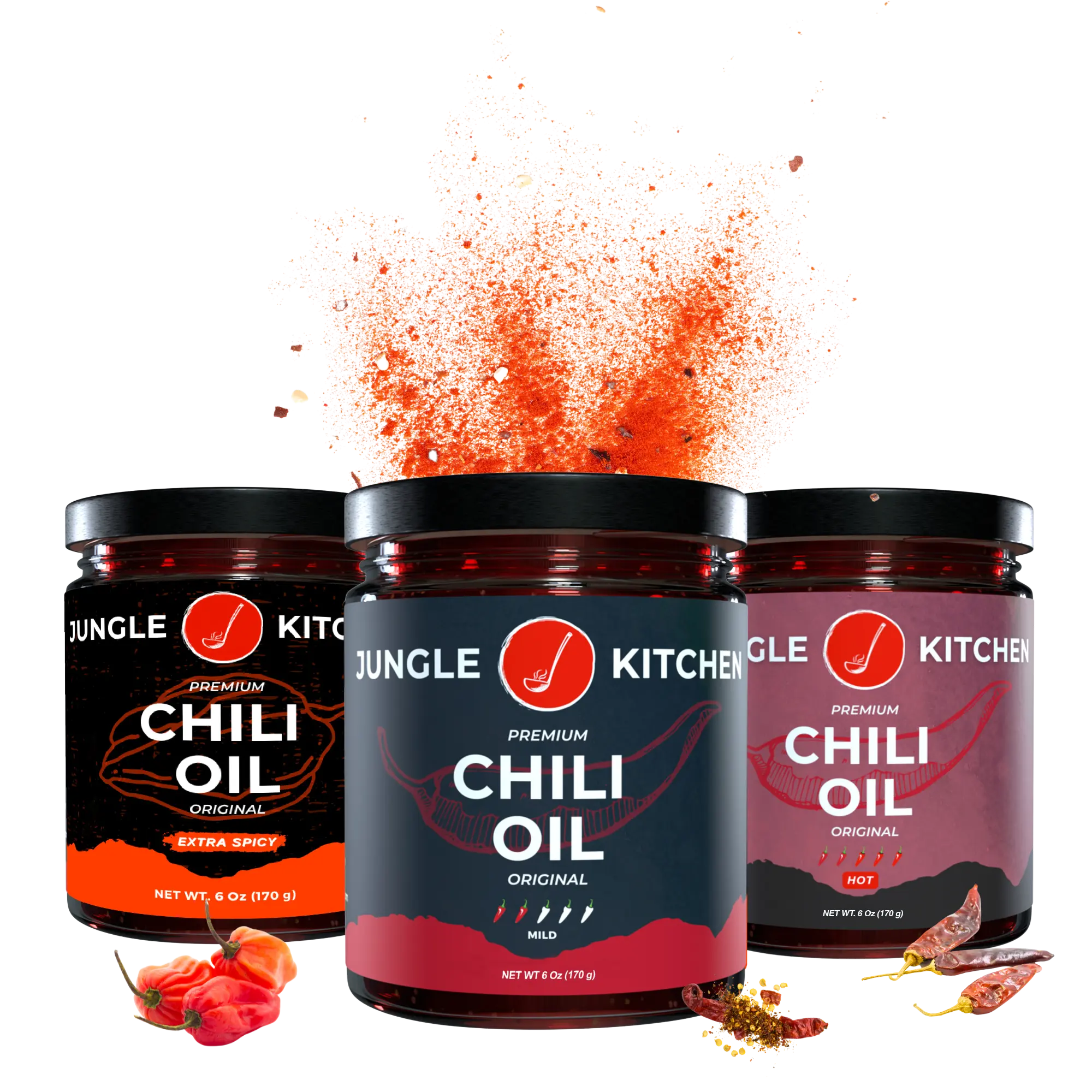 Jungle Kitchen Crunchy Garlic Chili Oil 6oz Vegan & Gluten-Free - Handcrafted Small-Batch Oil for Meats, Stir Fry, Vegetables, No MSG, No Sunflower - Taffy, Flavor Sauce Dip Perfume
