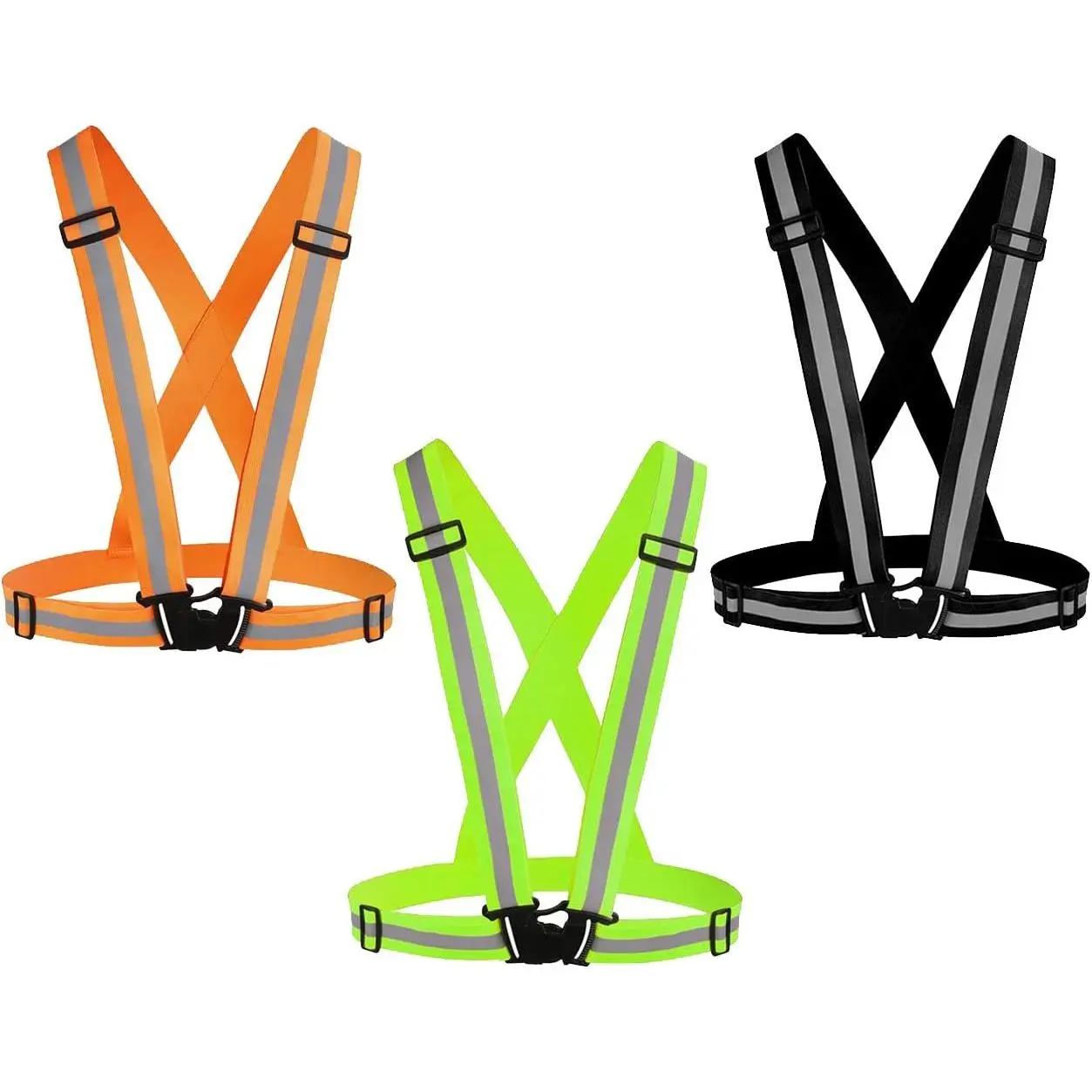 Reflective Vest Running Gear 3Pack, Adjustable Safety Vests High Visible Reflective Belt Straps