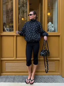 2026 Spring Casual Versatile Stand Collar Long Sleeve Polka Dot Coat Jackets, Layered Jacket, Stylish Outerwear for Everyday Wear, Perfect for Layering