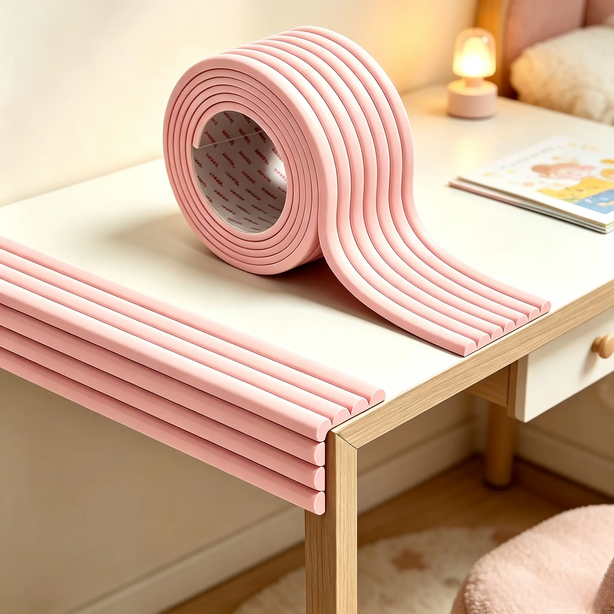 W-Type NBR Foam Corner Protector, 78.74in Thickened Soft Self-Adhesive Flat Sticker, Cut-to-Fit Easy-Remove Residue-Free Safety Guard for Desks, Tables