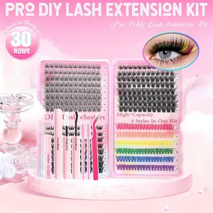 Lash Extensions Gift Set, 1 Set DIY Eyelash Extensions Includes Natural to Thick Styles, Color lash Clusters，Self Grafting Curl Cluster Lashes Kit, Volume False Eyelashes for Eye Makeup Enhancement, Individual False Eyelashes, High Quality Eyelashes