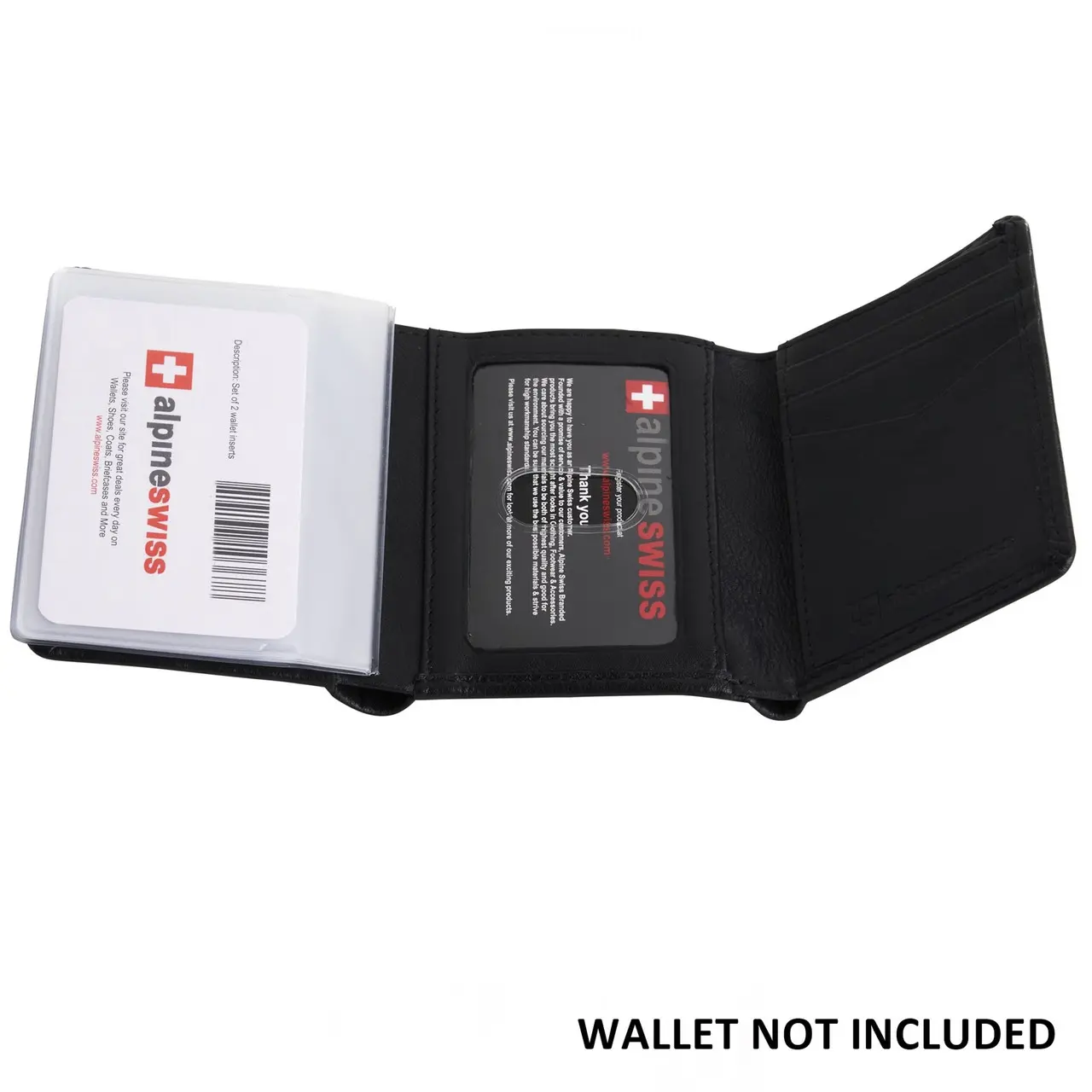 Alpine Swiss SET OF 2 Clear Plastic Wallet Inserts 12 Pages Picture Card Holder Removable Cardholder