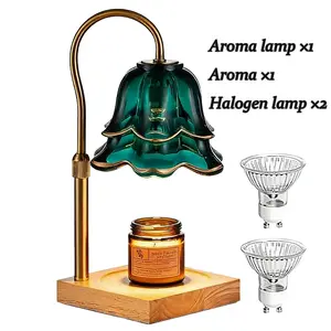 All-in-One Gold Floral Candle Warmer Lamp with Timer and Adjustable Height, Multi-Functional Safe Wax Melting Solution and Stylish Decorative Piece for Home