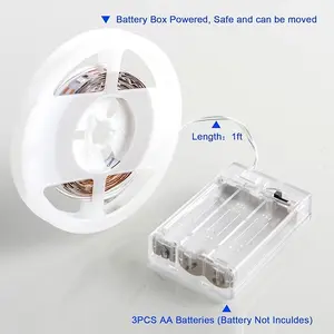 Battery Operated White LED Strip Lights – Dimmable & Self-Adhesive for TV, Kitchen, Shelves, Bedroom, and More