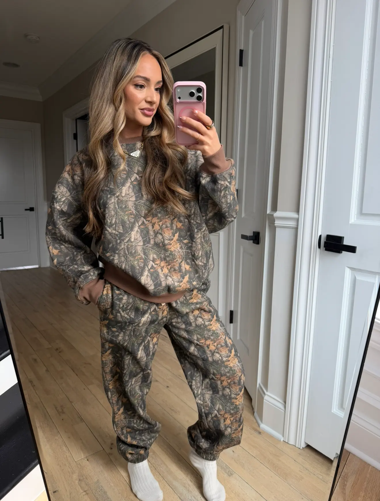 Women's Woodland Fleece Sweatpants - Lady's Casual Camo Print Bottoms, Bottom, Camo Print Pants