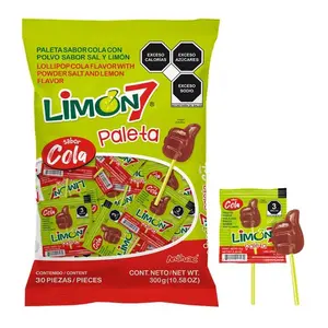 Limon 7 Cola paleta flavor lollipops with salt and lemon flavor powder - 30 pieces