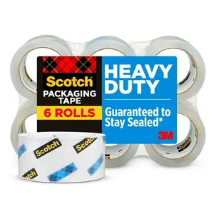 Scotch Heavy Duty Packing Tape, 1.88" x 54.6 yds., Clear, 6/Pack