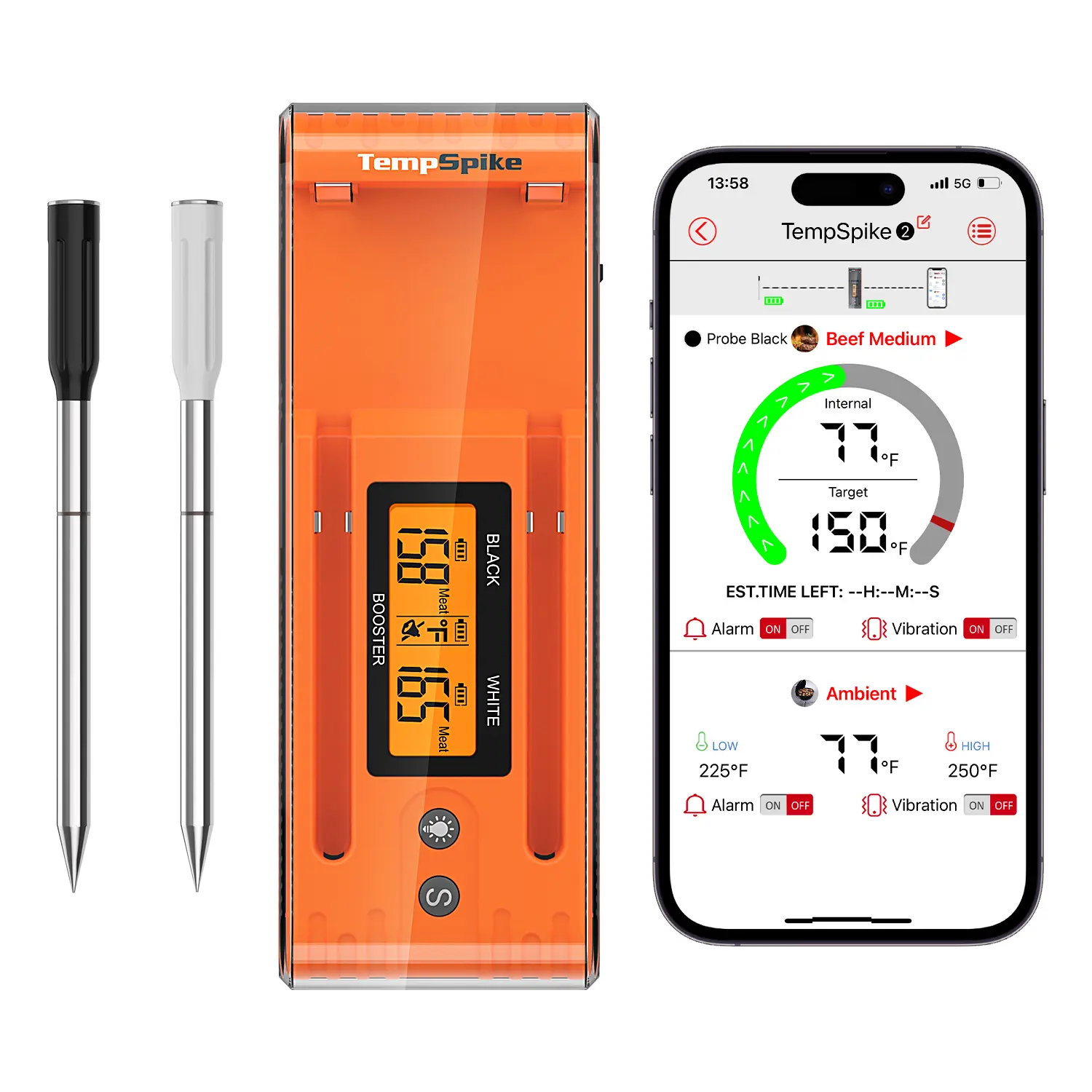 TempSpike Duo Wireless Meat Thermometer - Dual Color-Coded Probes, Rechargeable, Waterproof, High Accuracy, Fast Readings, 5.2 Bluetooth, 500 Ft Range, App-Compatible Digital Kitchen Gadgets Utensils (TP962)