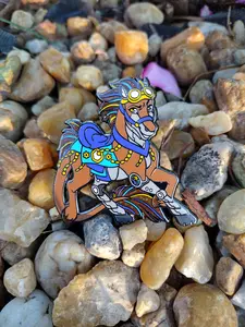 Equilius | The Mad Science Horse/ Robotic Limbs / Equine Furry Fursona / Glitter Enamel Pin