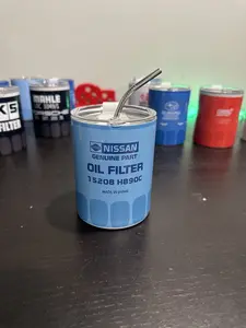 Nissan oil filter tumbler cup blue