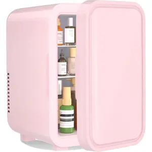 YASHE Mini Fridge 6 Liter/8 Can 110V Portable Thermoelectric Cooler for Bedroom, Skincare, Beverage, Office, Dorm Room & Car in Pink