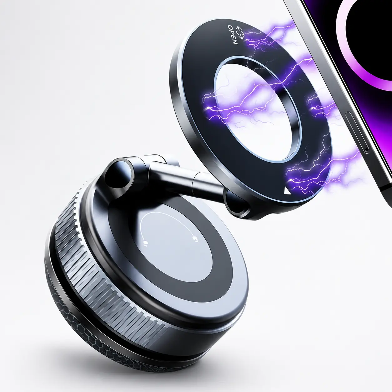 【DealsForYouDays】Magnetic Car Phone Mount, 360° Adjustable Foldable Vacuum Suction MagSafe Phone Holder, Strong Magnet Universal Dashboard Cell Phone Mount Car Accessories