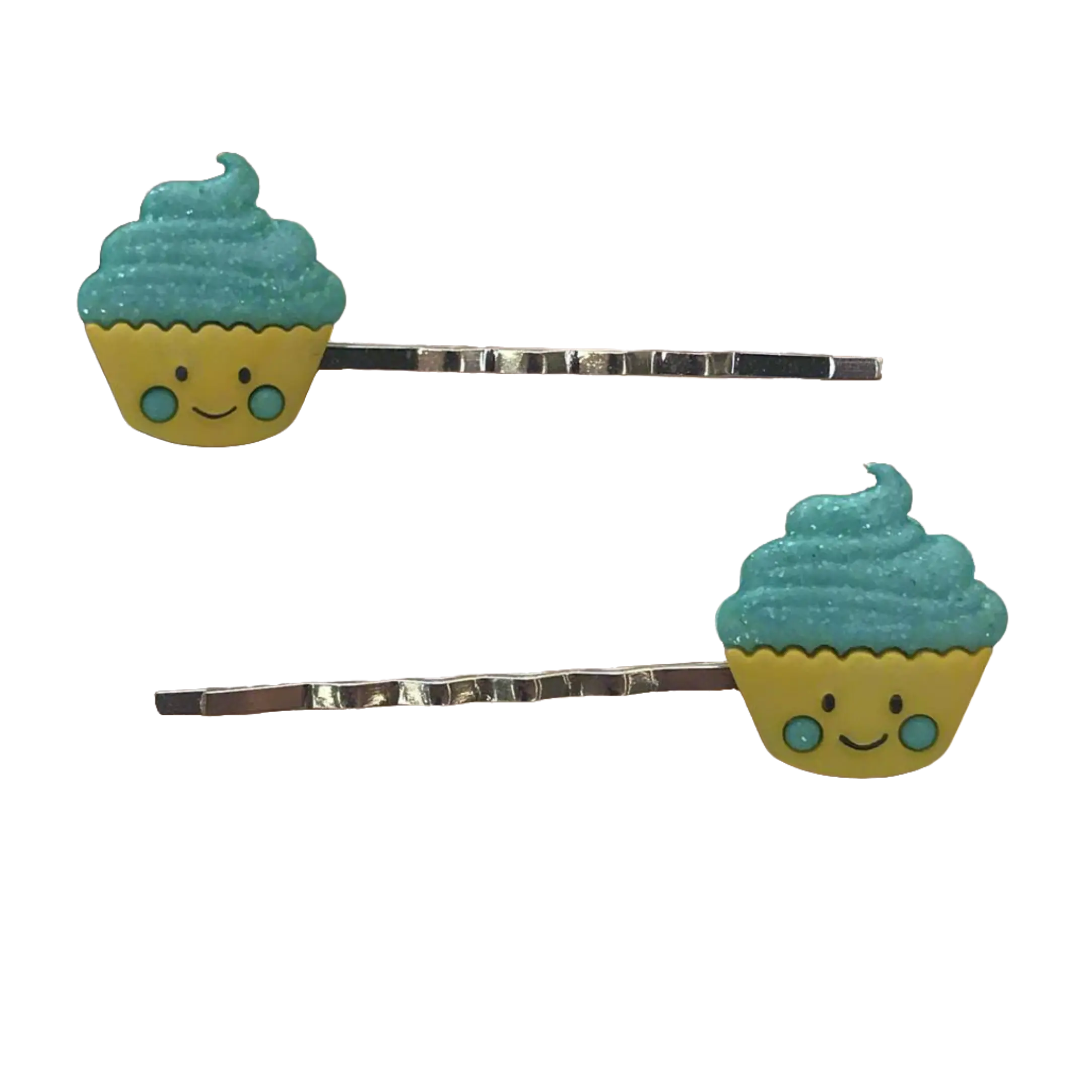Cupcake Hair Pins - Set of 2 Glitter Bobby Pins