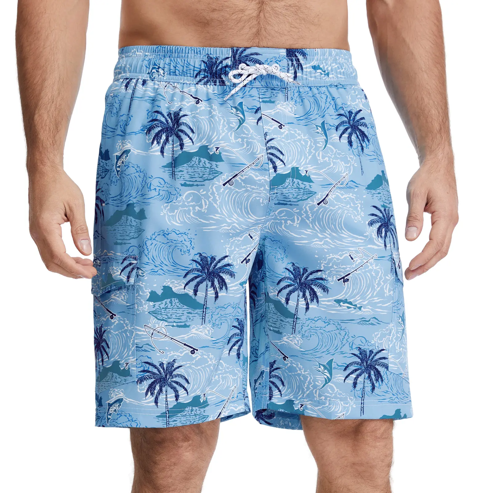 BASSDASH Men's 9" Swim Trunks UPF 50+ Quick Dry Lightweight Beach Board Shorts with Mesh Lining for Fishing & Water Sports