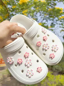 12-Piece Sakura Accessories Set, Easy Install Detachable DIY Decorations, Detachable Floral Charm, Perfect for Mary Jane Shoes Sandals Slippers Beach Bags Holiday Gifts