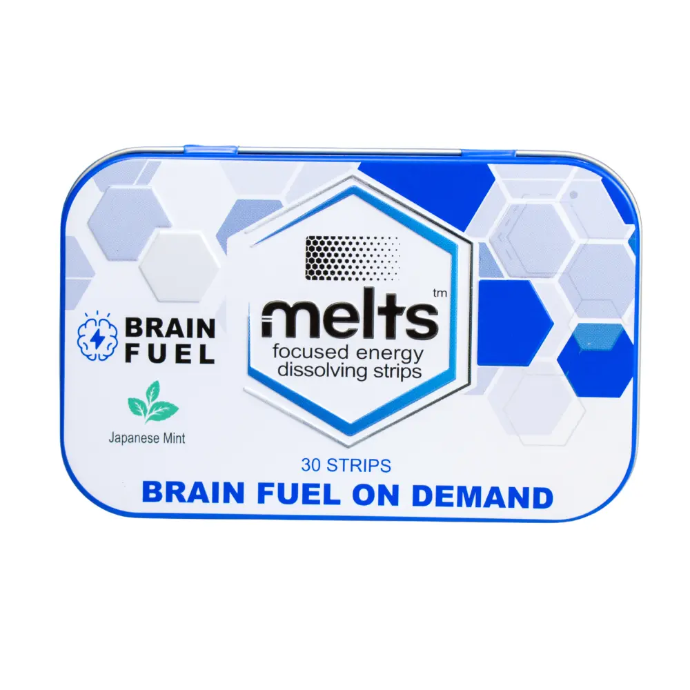 Melts Brain Fuel Dissolving Supplement Strips 30 Day Supply - Ultra Portable Paraxanthine L-Theanine Alpha-GPC B Vitamins for Focus Mental Clarity