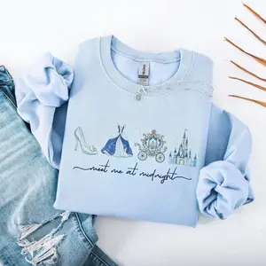 Meet Me at Midnight Sweatshirt, Fairytale Carriage Inspired Sweater, Magical Princess Party Graphic Shirts, Cute Girls Trip 2026 Gift, Best Gift to Magic Kingdom trip