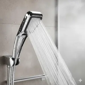 High Pressure Handheld Shower Head with Water Saving, One-Button Switch & Multiple Spray Modes, Anti-Rust Anti-Clog Shower for Home Travel, Ergonomic Grip Design.