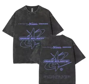 Chase Atlantic Lost in Europe and UK Tour 2025 Album Vintage Washed T Shirts Men Hip Hop Gothic Short Sleeve T-shirts Streetwear