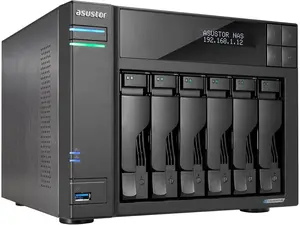 Asustor Lockerstor 6 Gen2+ AS6706T v2 6 Bay NAS  - Quad-Core 2.0GHz CPU - Dual 5GbE Ports - 8GB RAM DDR4 - Four M.2 SSD Slots (Diskless)