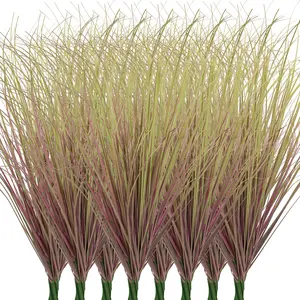 24/48Pcs Artificial Grass Plants, Faux Shrubs Wheat Grass, Artificial Tall Grass Fake Plants for Outdoor Decor,Artificial Greenery Stems Weed for Room Indoor Home Decor（Light Purple）