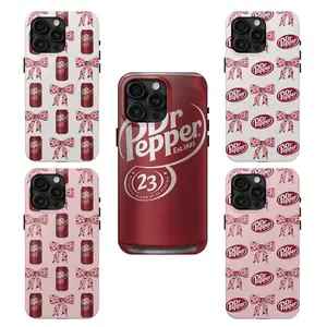 Dr Pepper Pink Bow Coquette Tough Phone Case, Cute Pink Soda Drink case, iPhone 16/15/14/13/12/11/X/8 Pro Max Plus Mini