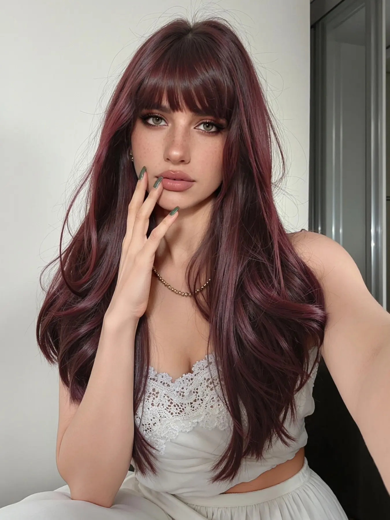 24 Inch Gradient Long Curly Wig with Bangs, Women's Synthetic Hairpiece, Synthetic Material Wigs for Parties & Holidays, All Seasons Wear