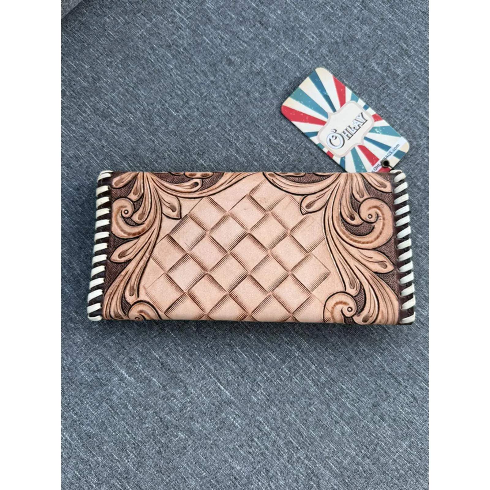 American Darling Hand-Tooled Floral Wallet with Quilted Design and Elegant Floral Patterns