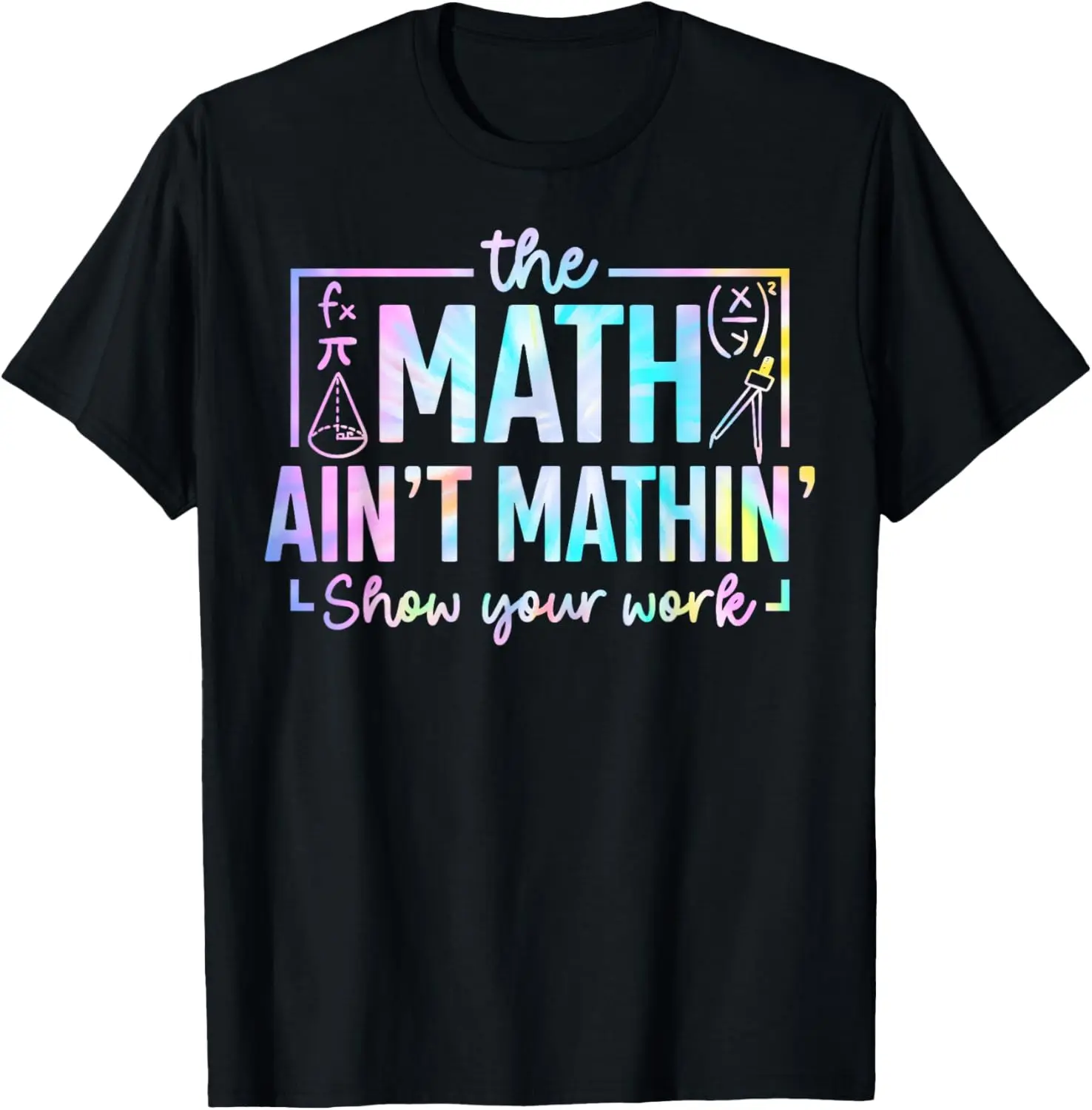 Women's 100% Cotton Crew Neck Short-Sleeve T-Shirt - Comfortable Fit, Funny Math Quote "The Math Ain't Mathin" for Teachers, Tropical Print Casual Top, Machine Washable, Cold Wash Safe