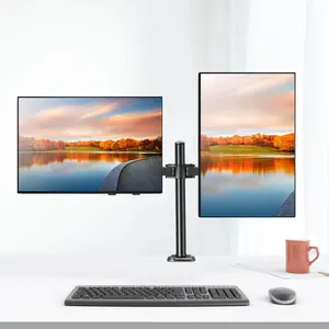 MOUNTUP 17"-32" Dual Monitor Desk Mount, Max 27" for Curved Screens, Each Hold Up to 19.8lb, VESA 75x75mm or 100x100mm, Fully Adjustable Dual Monitor Arm for 2 LCD Screens, Dual Monitor Stand with C-Clamp and Grommet Base MU0002